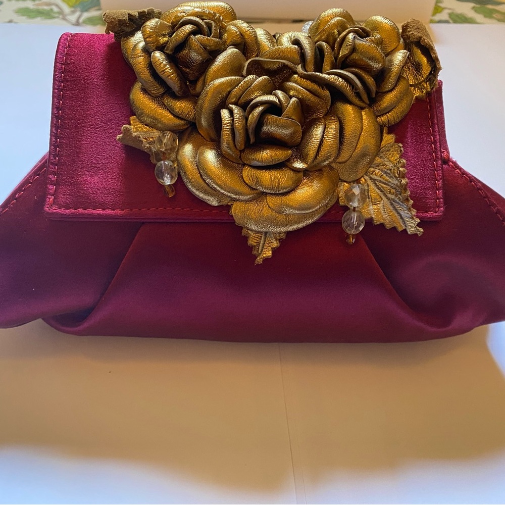 Cranberry silk clutch
